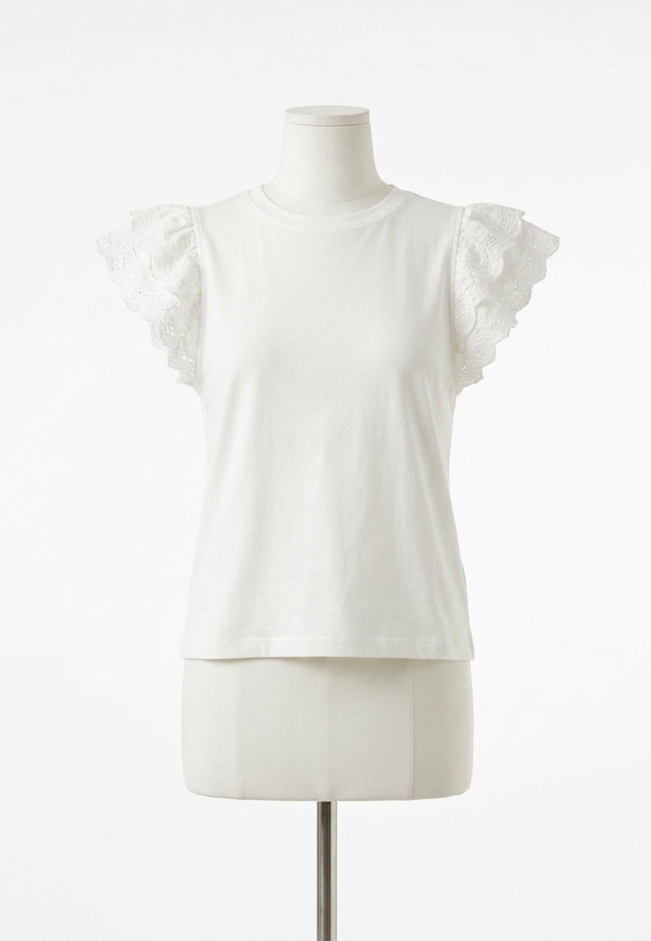NEW MELISSA NEPTON brigette ruffle sleeve tee in off white